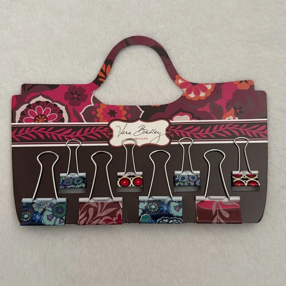 {NWT} Vera Bradley | Carnaby Blue Rhapsody Retired Metal Binder Clips Set (8pc)
